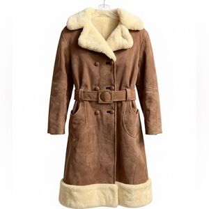 True Vintage 70’s Women’s belted shearling coat